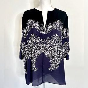 BCBGMaxAzria Haida Long Sleeve Print Silky Maternity Shirt, Size Large